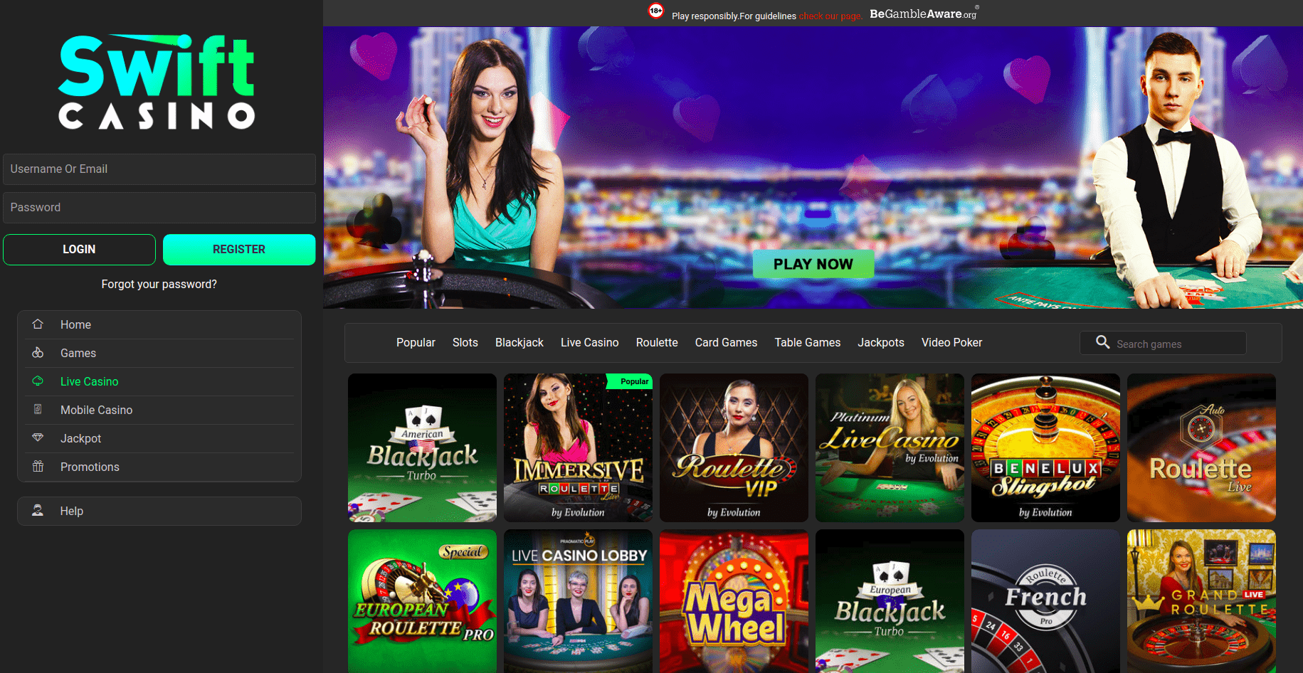  Swift Live Casino Desktop 